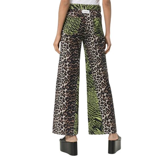 Ganni Animal-Print Wide Leg Jeans Women’s US 27 Baggy 100% Cotton - Picture 3 of 10